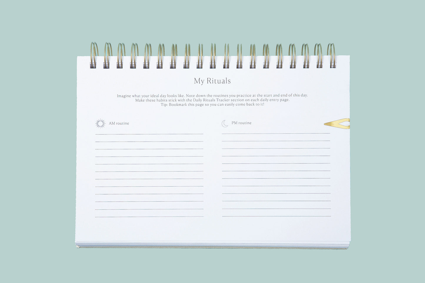 The Daily, a wellness journal and daily planner, daily routine and rituals page