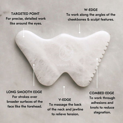 Mount Lai The Vitality Qi White Jade Gua Sha Sculpting Tool features