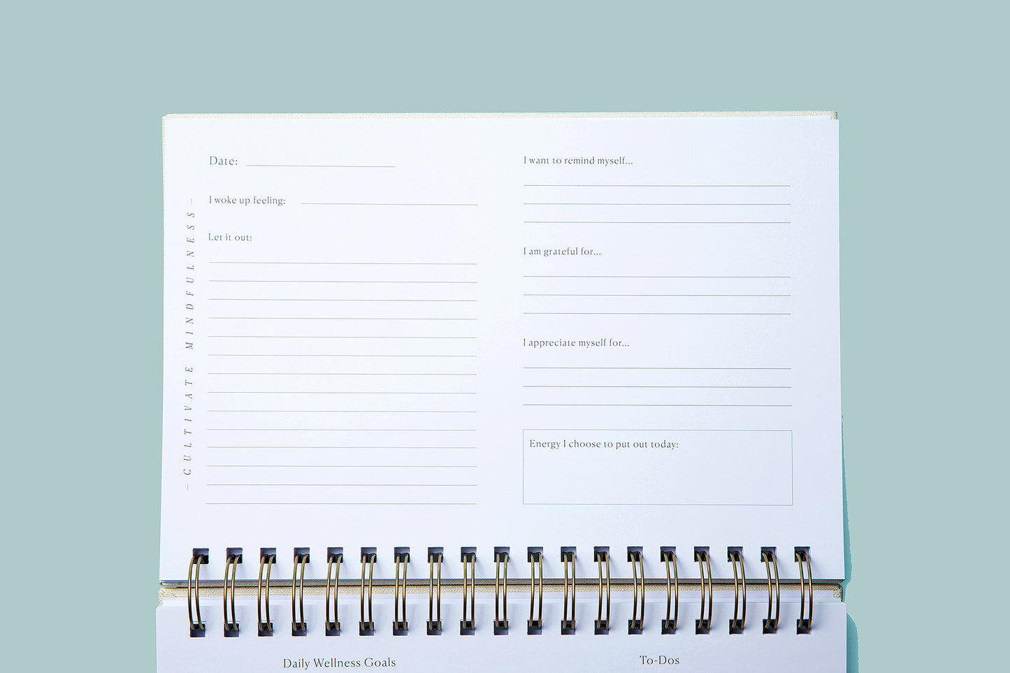 The Daily, a wellness journal and daily planner, cultivate mindfulness daily page
