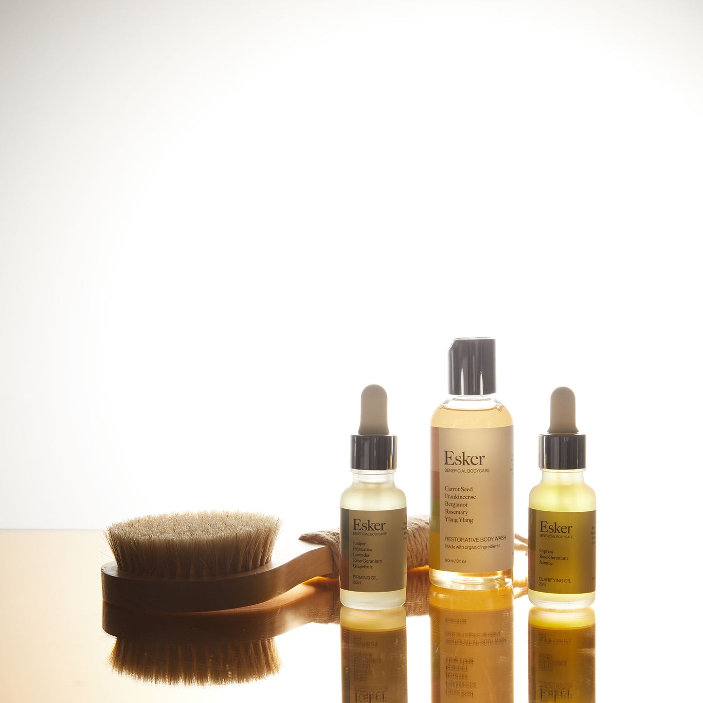 Esker Bodycare Discovery Set with dry brush and body oils