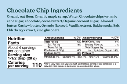 DEUX chocolate chip dough ingredients
