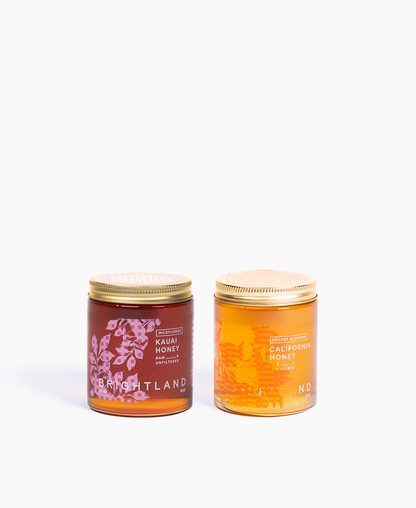 Brightland honey. The Couplet set with California Orange Blossom Honey and Kauai Wildflower Honey