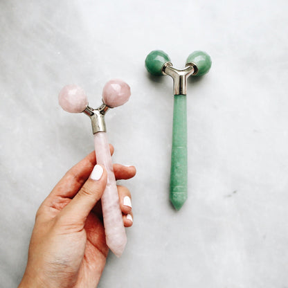 Mount Lai Rose Quartz and Jade Tension Melting Facial Massager